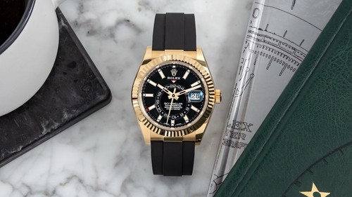 Rubber watch strap gold - watch, clasp