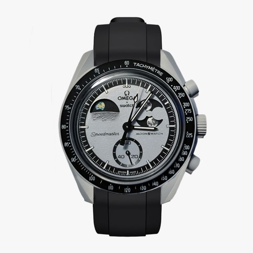 Black rubber watch strap - black,